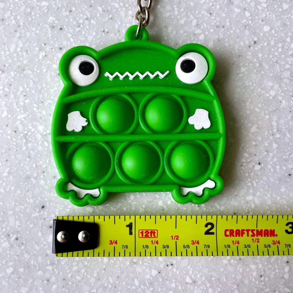 Green Frog Pop It Fidget Toy Keychain Silicone Sensory Stress Relief Accessory